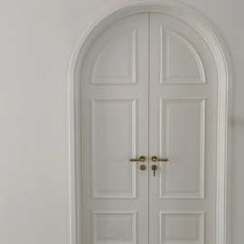 潮盛定制实木复合烤漆门环保圆弧门书房卧室房间门拱形对开门法式