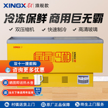 XINGX/星星 SD-516BP冷冻卧式玻璃平门冰柜商用岛柜商超展示冷柜