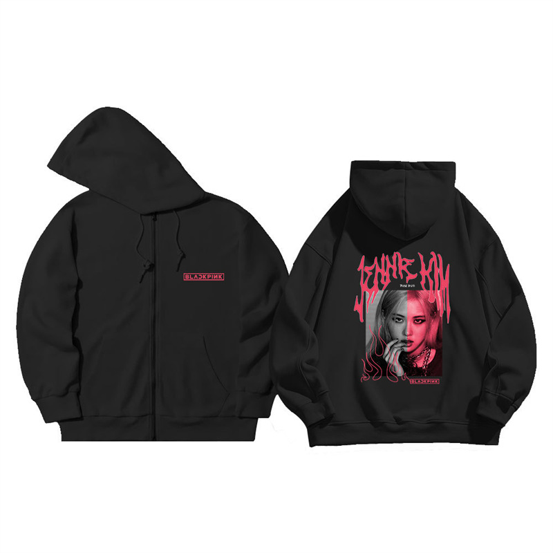 韩流 粉墨blink 罗婕女士 rose同款潮流设计卫衣高街薄款开衫