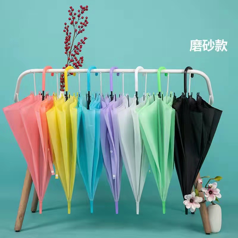 Transparent Umbrella Men's and Women's Internet Celebrity Ins Cute Semi-automatic Folding Straight Handle Children's Fresh Sunshade Umbrella Wholesale