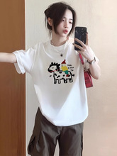 纯棉短袖t恤女2025新款白色打底半袖宽松韩版独特绝美初夏小上衣