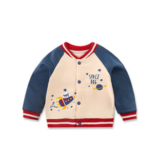 儿童卡通加绒棒球服宝宝保暖上衣开衫秋季新款中小童洋气拼接外套