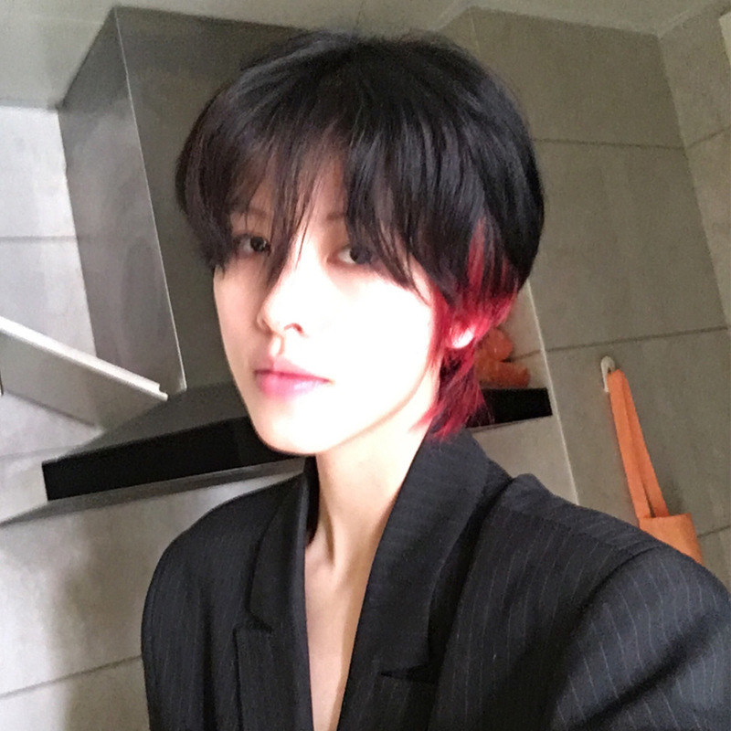 挂耳染短发男女假发狼尾鲻鱼头修脸发型基佬假毛cosplay变装道具