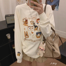022 慵懒风圆领卫衣女秋季新款重工刺绣卡通oversize女式上衣外套