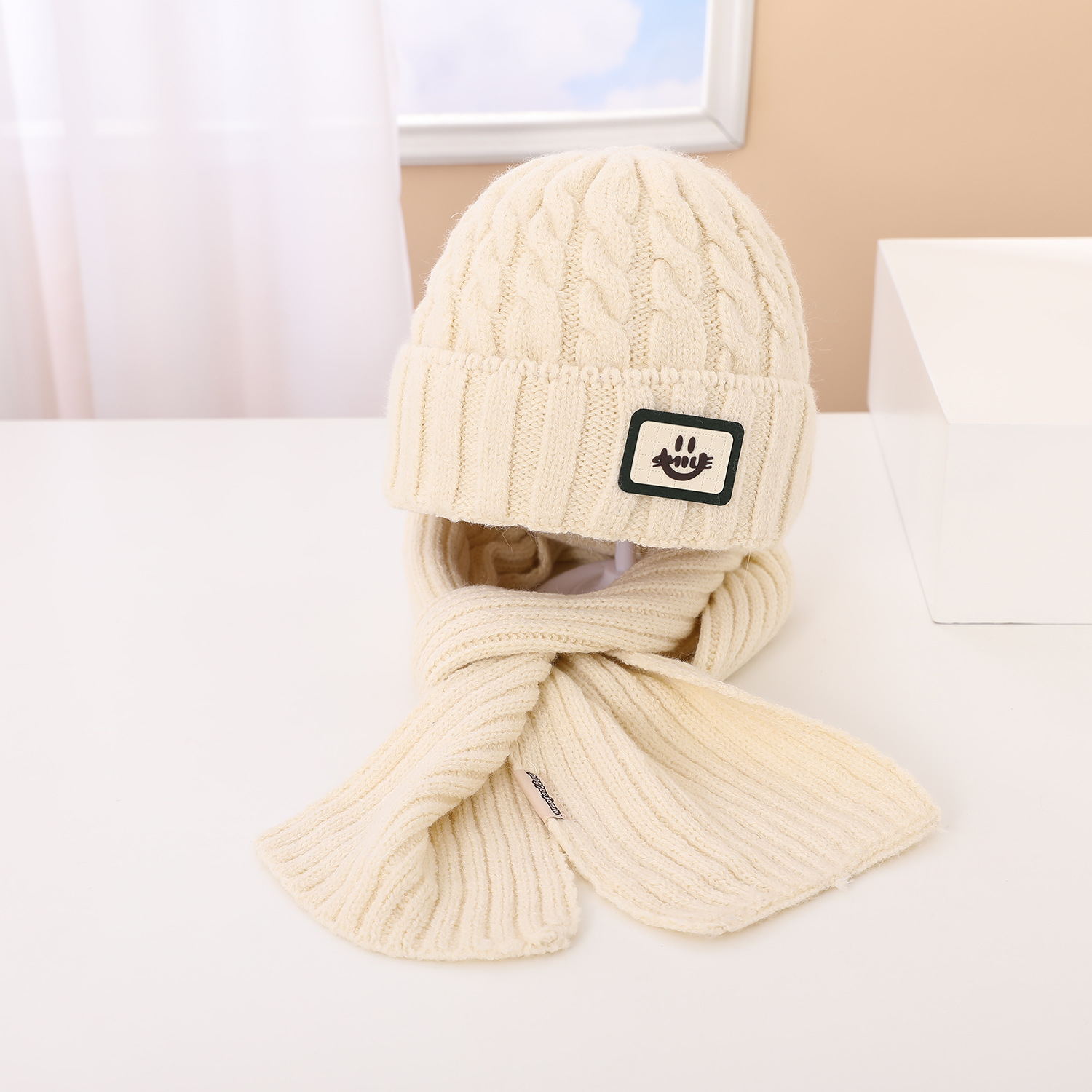 New Autumn and Winter Children's Hat and Scarf Set Warm Wool Hat Boys and Girls Knitted Hat Two-Piece Set Baby Cap