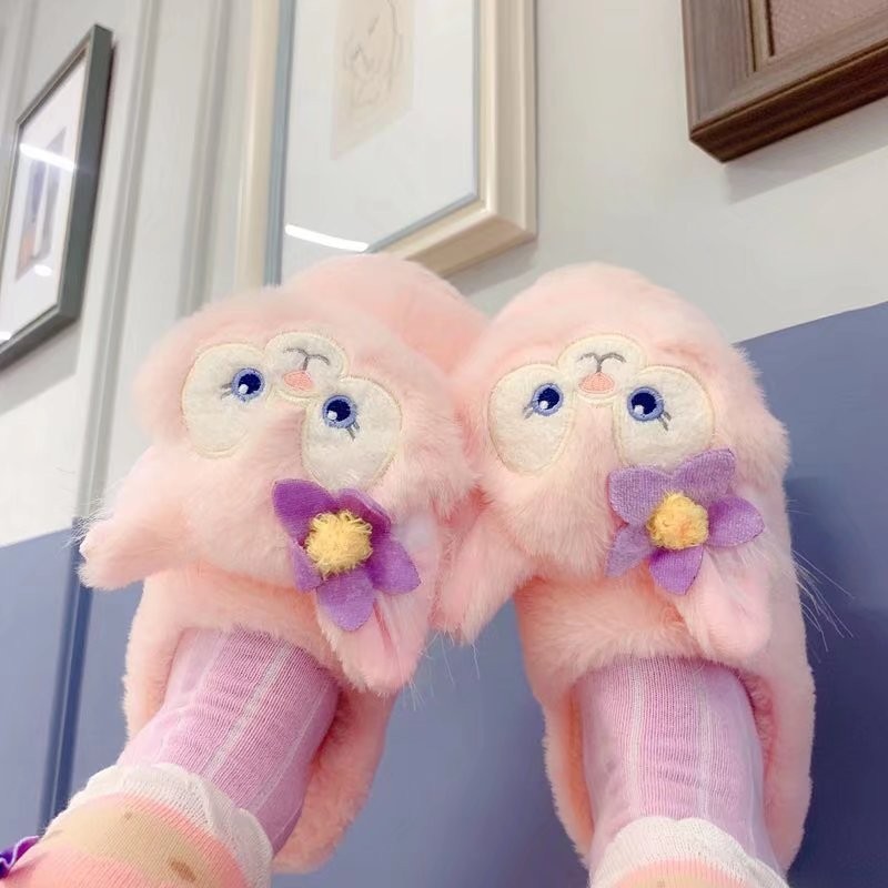一件代发可爱粉色棉拖鞋居家卧室保暖拖室内地板拖春秋冬季少女心