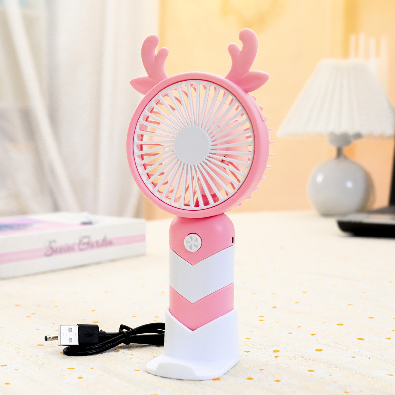 Summer Outdoor Handheld Mini Fan Mobile Phone Holder Multifunctional Animal Ear Usb Charging Base Little Fan