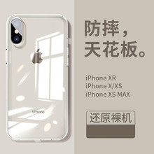 苹果x手机壳新款iphoneXRmax全包超薄适用8P/7plus透明玻璃保护套