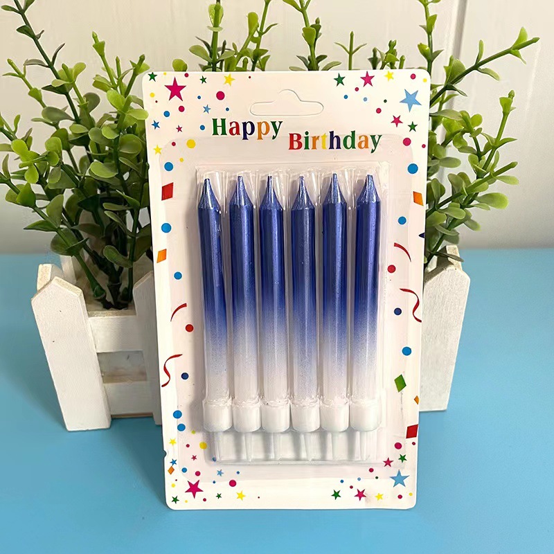 6 PCs Polish Rod Gold-Plated Semi-Spray Pencil Wax Personality Birthday Gathering Party Candle Gradient Birthday Party Candle