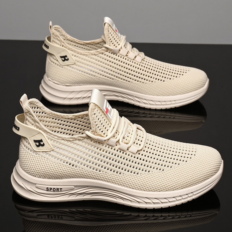 Summer Mesh Shoes Men's New Korean Style Breathable Comfortable Mesh Slip-on Dad Shoes Men's Shoes Sports Casual Deodorant