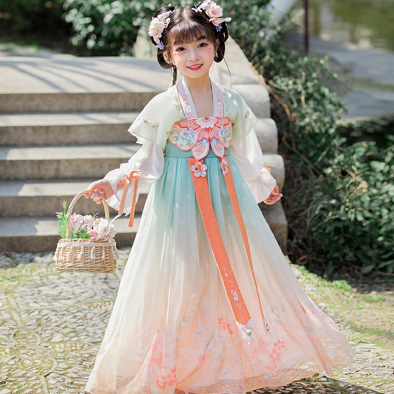 0成交9套女童古装汉服夏装小女孩洋气中国风唐装两件套儿童套装裙子