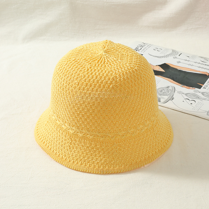 2023 Spring/Summer New Style Fisherman Hat Korean Style Sun-Proof Basin Hat Breathable Knitted Thin Foldable Sun Protection Sun Hat