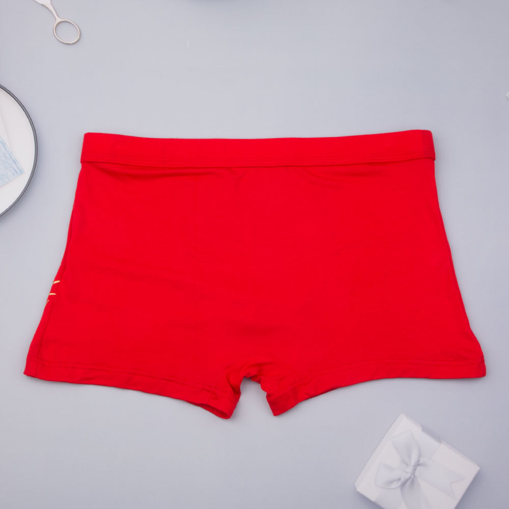 2021男士大红本命年内裤印花纯色莫代尔红裤头平角男内裤透气批发