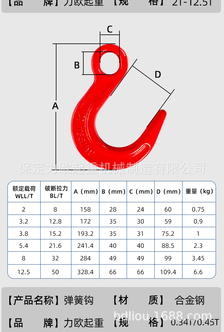 厂家批发大开口钩环眼吊钩钢管钩宽嘴钩货柜钩旋转吊钩蝴蝶扣5吨