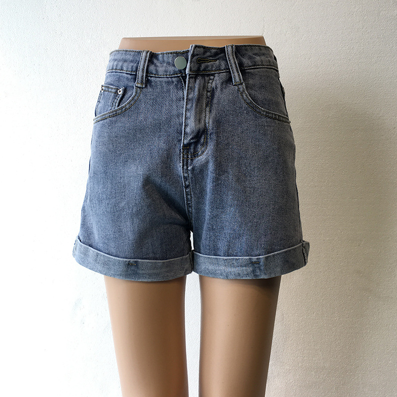 韩国货厂家高腰粗腿牛仔短裤女弹力宽松外穿显瘦a字直筒大码热裤