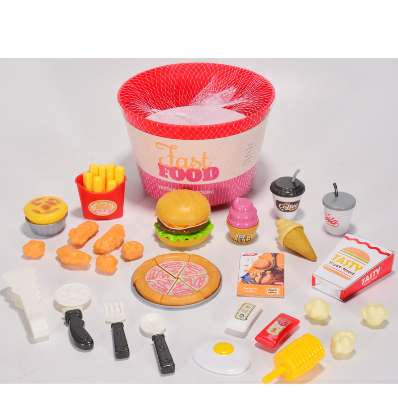 儿童仿真过家家全家桶汉堡披萨薯条蛋挞冰淇淋爆米花可乐益智玩具
