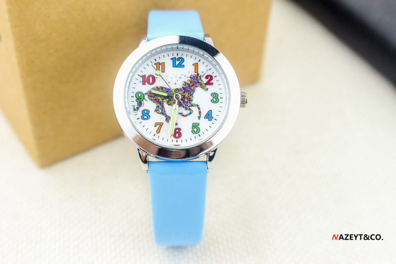 可爱卡通小马儿童皮带手表彩色数字动物小女孩生日礼物表