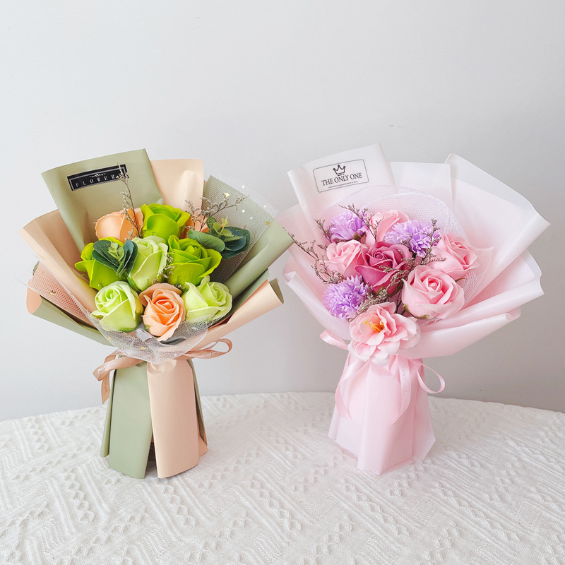 创意礼物仿真花束手捧花玫瑰香皂花节日礼品手工花送女友闺蜜生日