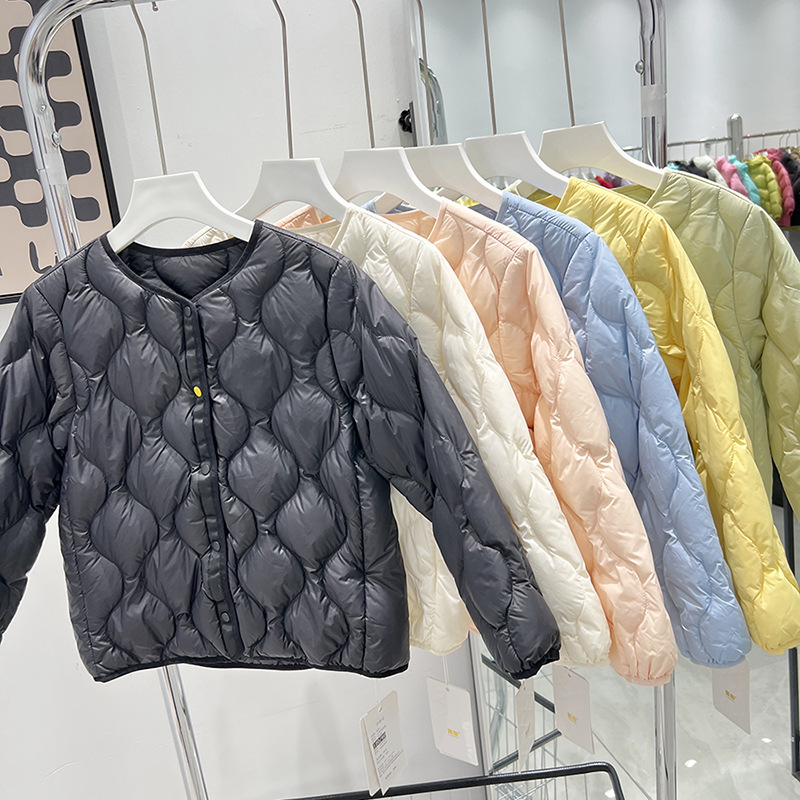 School uniform artifact children's down jacket liner boys and girls round neck solid color inner wear 90 duck down coat factory direct sales image