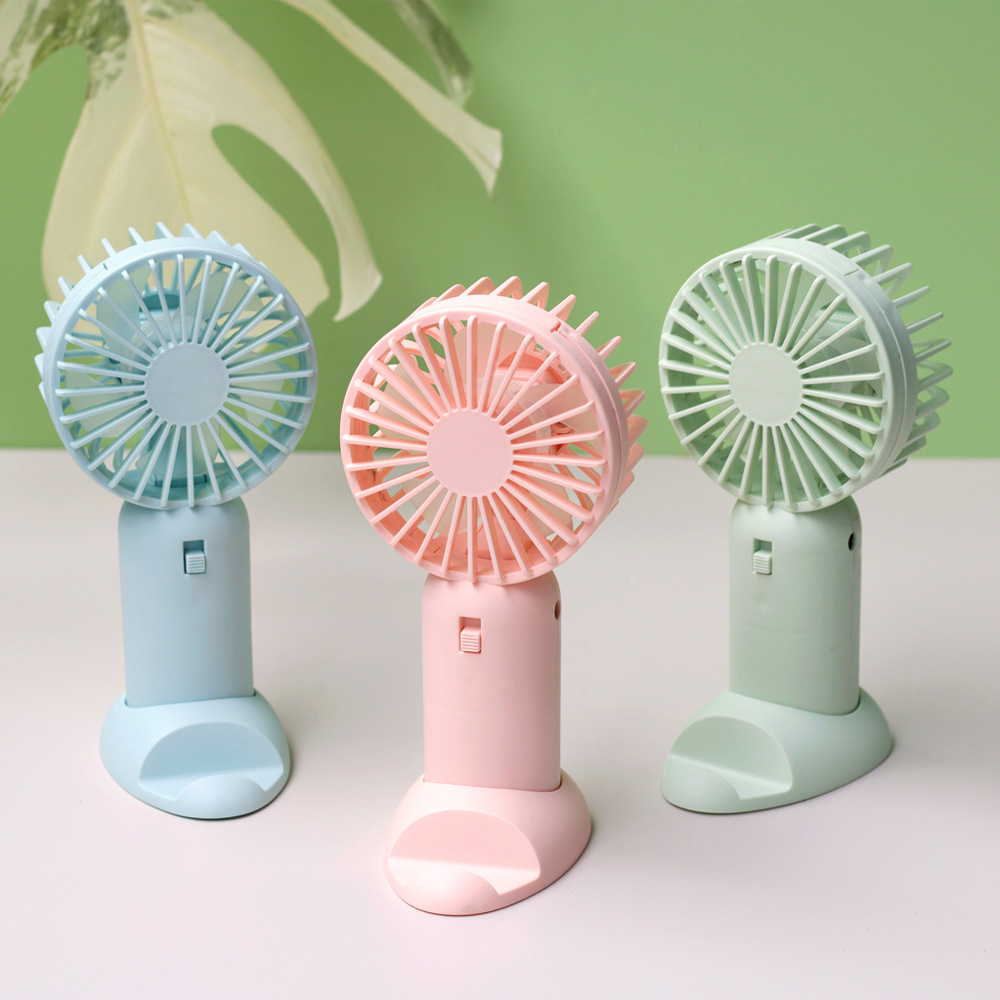 2023 New Simple Small Handheld Fan with Base Bracket Charging Student Summer Portable Electric Fan Gift