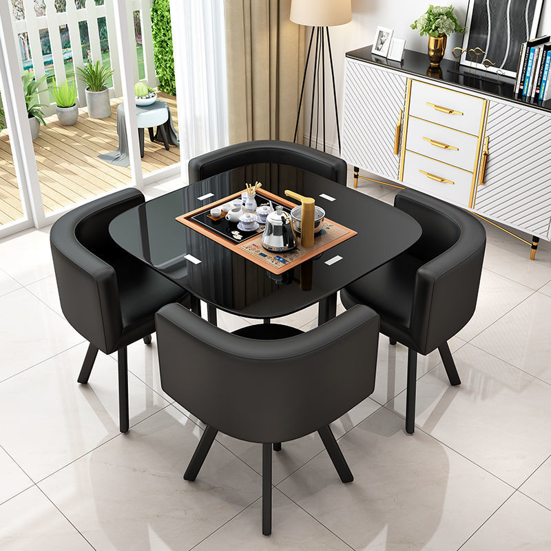 茶台全套简约接待茶桌椅茶具组合一体玻璃功夫茶几阳台休闲家用