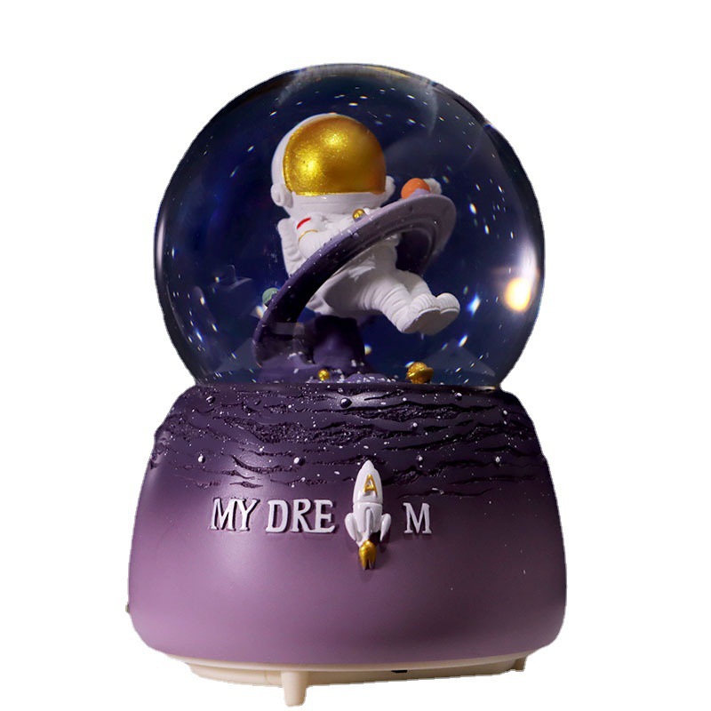 Spaceman Astronaut Crystal Ball Music Box Snow Glowing Music Box Table Decoration Gift Decoration