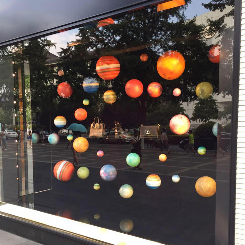 春季美陈橱窗装饰吊饰道具商场中庭幼儿园婚庆星球吊饰泡沫星空球