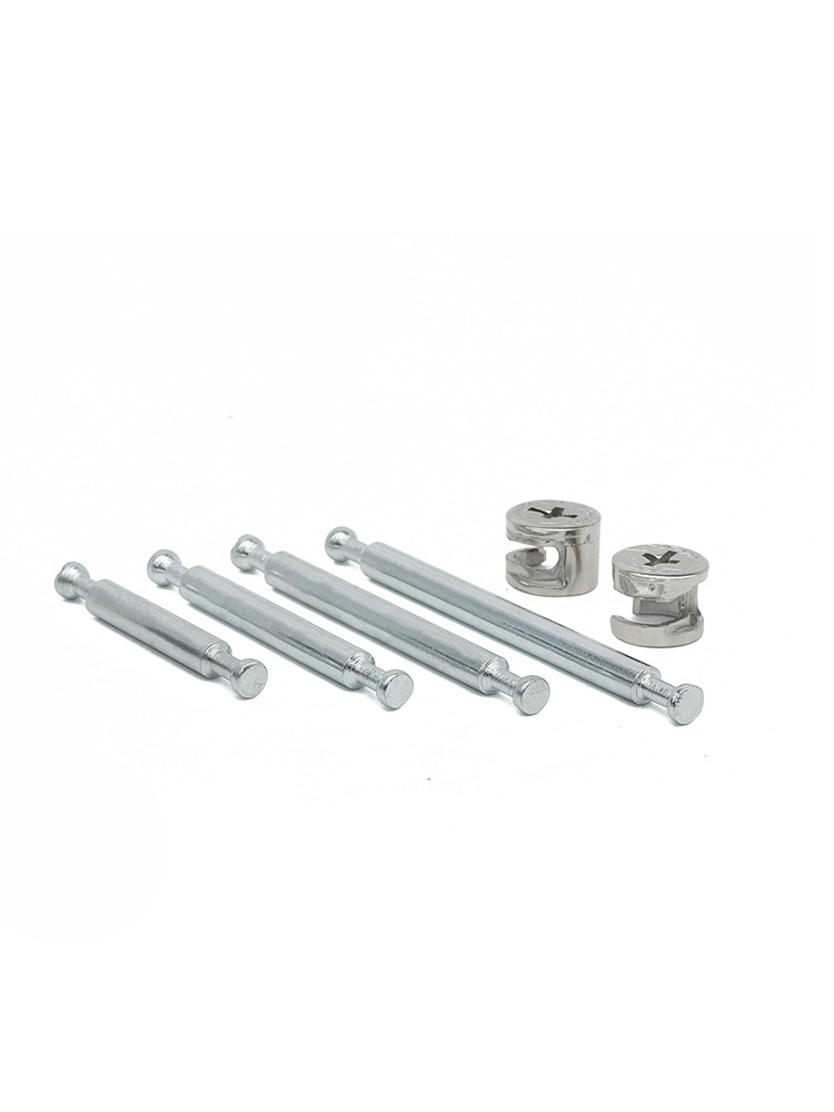 批发家具螺丝偏心轮螺母三合一扣床衣柜板连接杆双头杆白色胶粒预