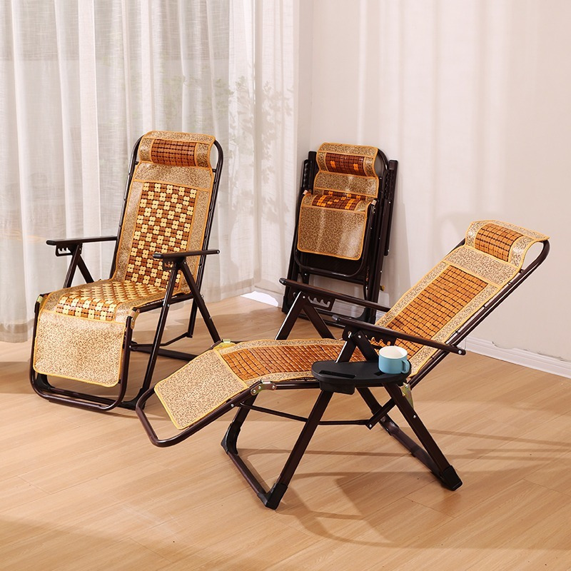 折叠躺椅多功能夏天休闲沙滩靠背竹席凉椅老人家用午休椅好看户外