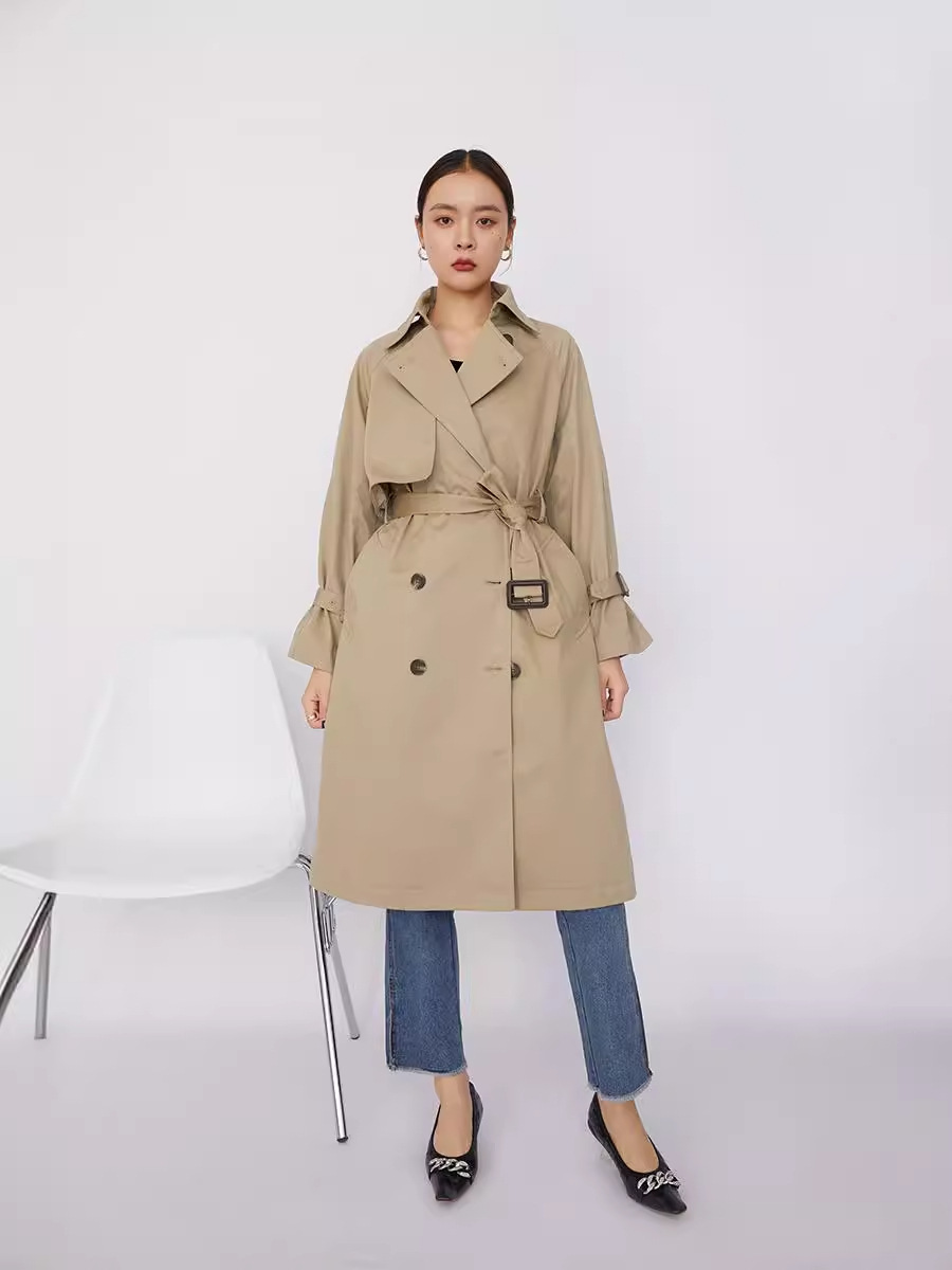 经典微a字版风衣廓形小个子气场 早春卡其色品质棉系带2024新风衣