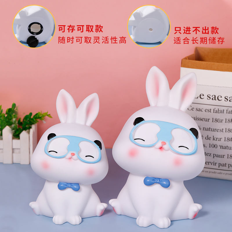 2023 Adorable Rabbit Coin Bank Large Capacity Anti-Fall Cartoon Savings Bank New Rabbit Domestic Ornaments in Stock