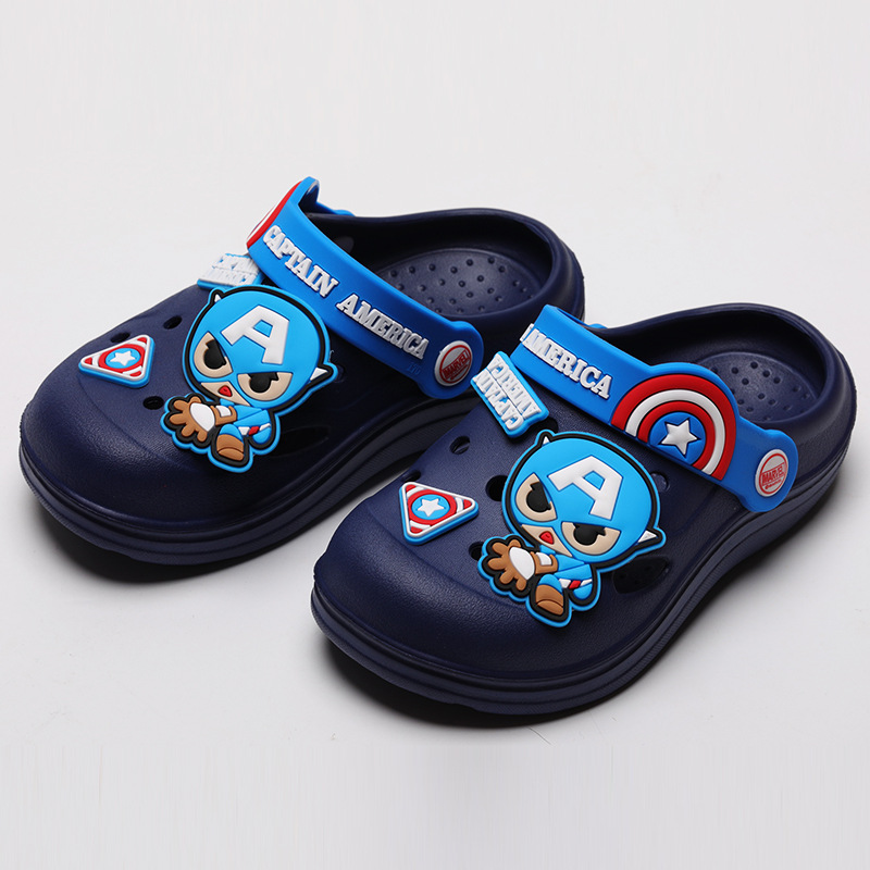 Disney Closed Toe Anti-Collision Iron Man Children's Slippers Summer Indoor Non-Slip Cartoon Kid Baby Beach Hole Shoes