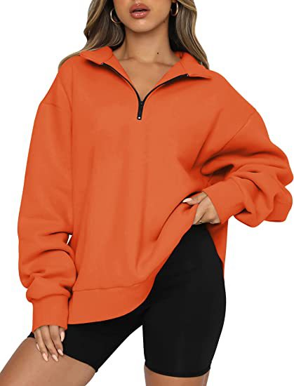 European and American Women's Clothing 2022 Autumn and Winter New Amazon Casual Top Half Zipper Pullover Long Sleeve Sweatshirt Sweater for Women