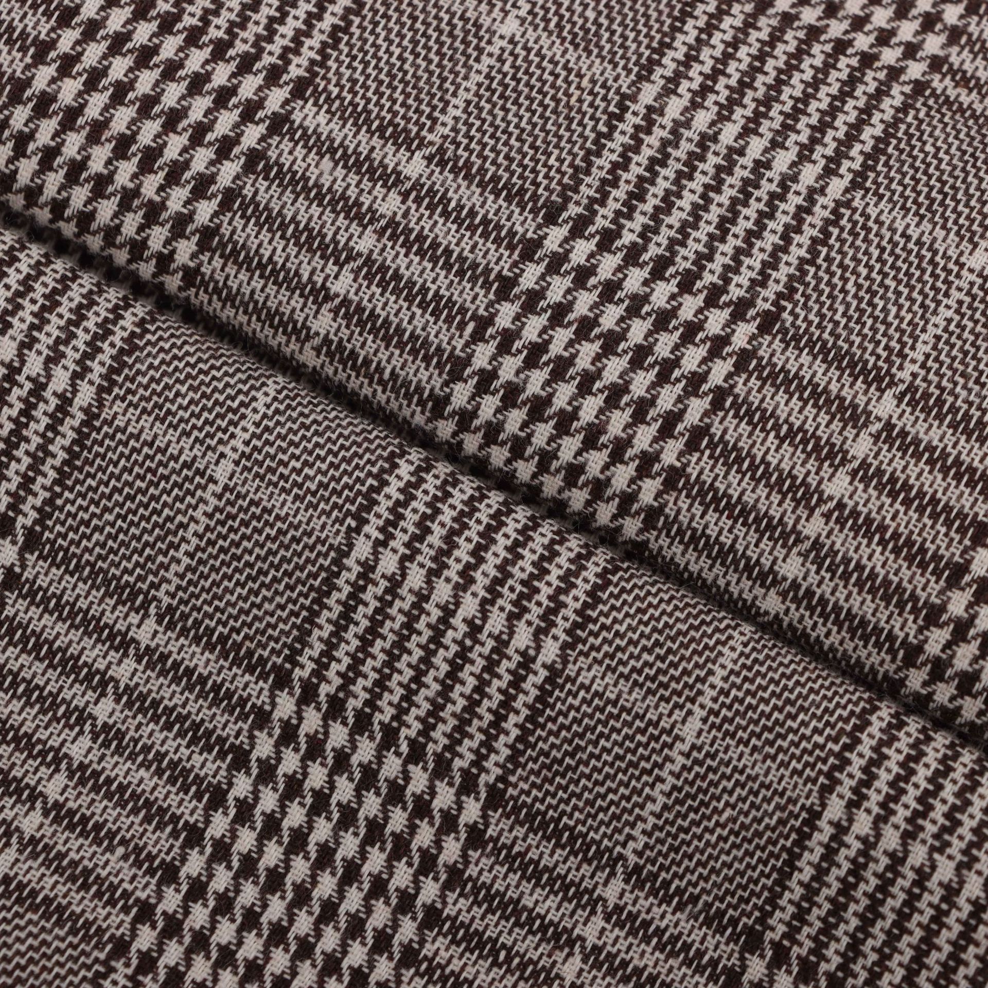 粗纺千鸟格子布西装套装裙子面料tc涤棉时装鞋帽箱包格纹黑白图案