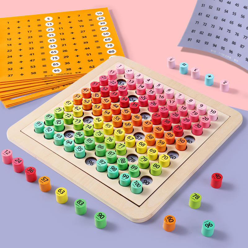 百数板木质蒙氏数学思维训练教具玩具1到100幼儿童一年级早教算术