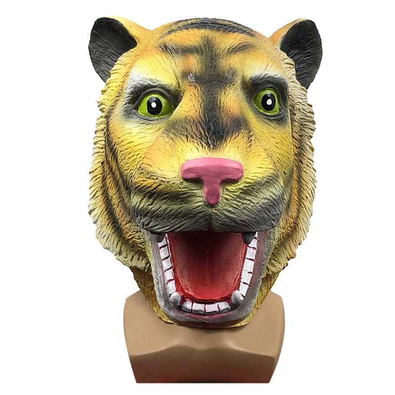 搞笑老虎动物头套面具化妆舞会可爱乳胶头饰万圣节日派对恶搞道具