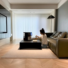 现代极简高级感茶几黑色方形意式设计师大小户型客厅家用轻奢铁艺
