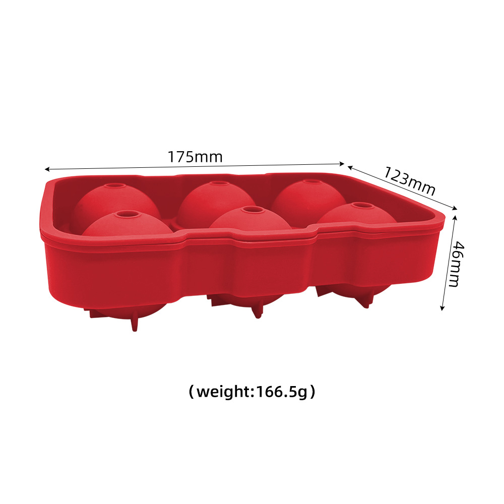 Silicone Ice Cube Mold Six-Grid round Ice Tray Ice Box Ice Maker 6-Hole Upper and Lower Cover Homemade Ice Hockey Ice Cube Mold