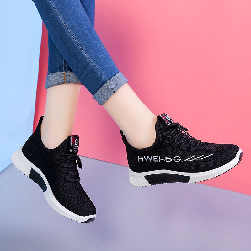 New Flying Woven Women's Sports Casual Shoes Old Beijing Cloth Shoes Middle-Aged and Elderly Mom Shoes One Piece Dropshipping