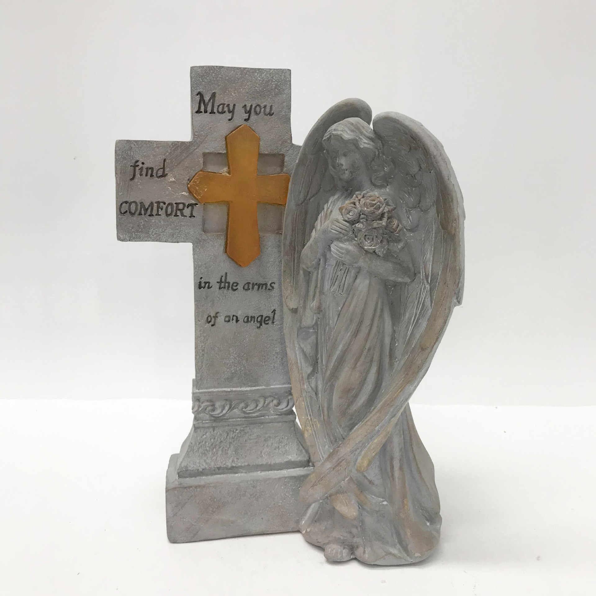 亚马逊树脂工艺品创意花园天使十字架led灯摆件户外庭外摆饰-阿里巴巴