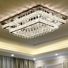 客厅灯水晶灯LED吸顶灯简约现代2024新款长方形大厅卧室套餐灯具