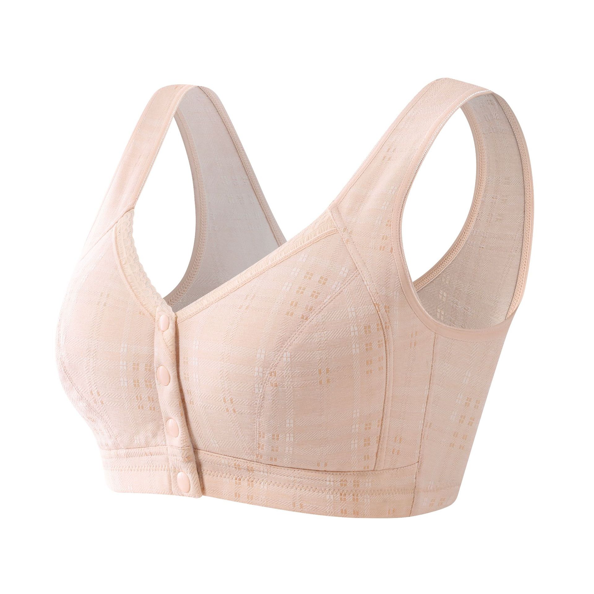 Wholesale Middle-Aged and Elderly Bra Vest-Style plus Size Underwear Front Buckle Mom Bra Wireless Bra