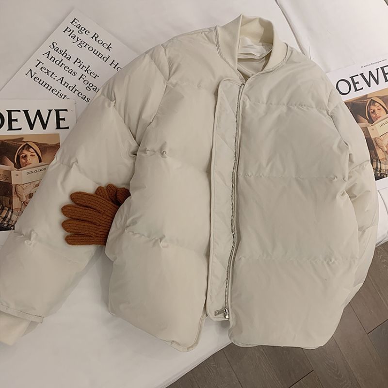 灰色棉服女短款2023冬季新款韩版宽松棉服面包服外套夹克上衣