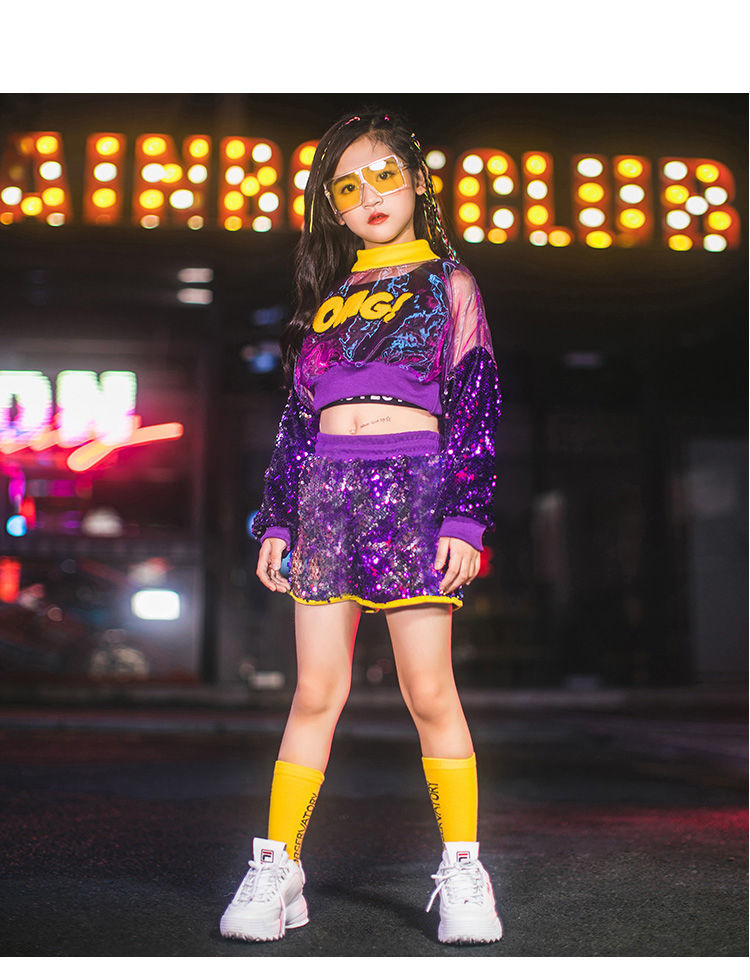 儿童演出服架子鼓爵士舞服舞蹈比赛舞台表演女童嘻哈街舞亮片套装