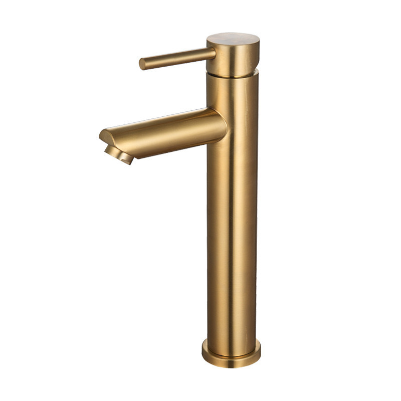 Nordic Style Golden Basin Faucet Sus304 Stainless Steel Brushed Golden Faucet Washbasin Cross-Border Foreign Trade Water Tap