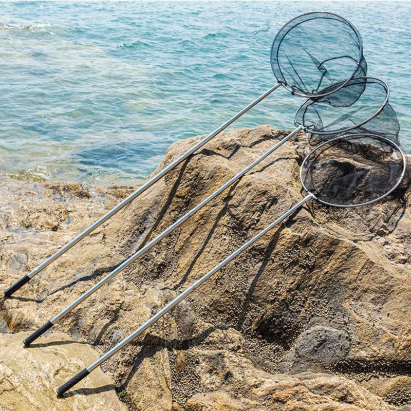 抄网套装伸缩杆鱼网捞鱼网兜钓鱼捞网渔具用品超硬手柄绝缘抄网杆