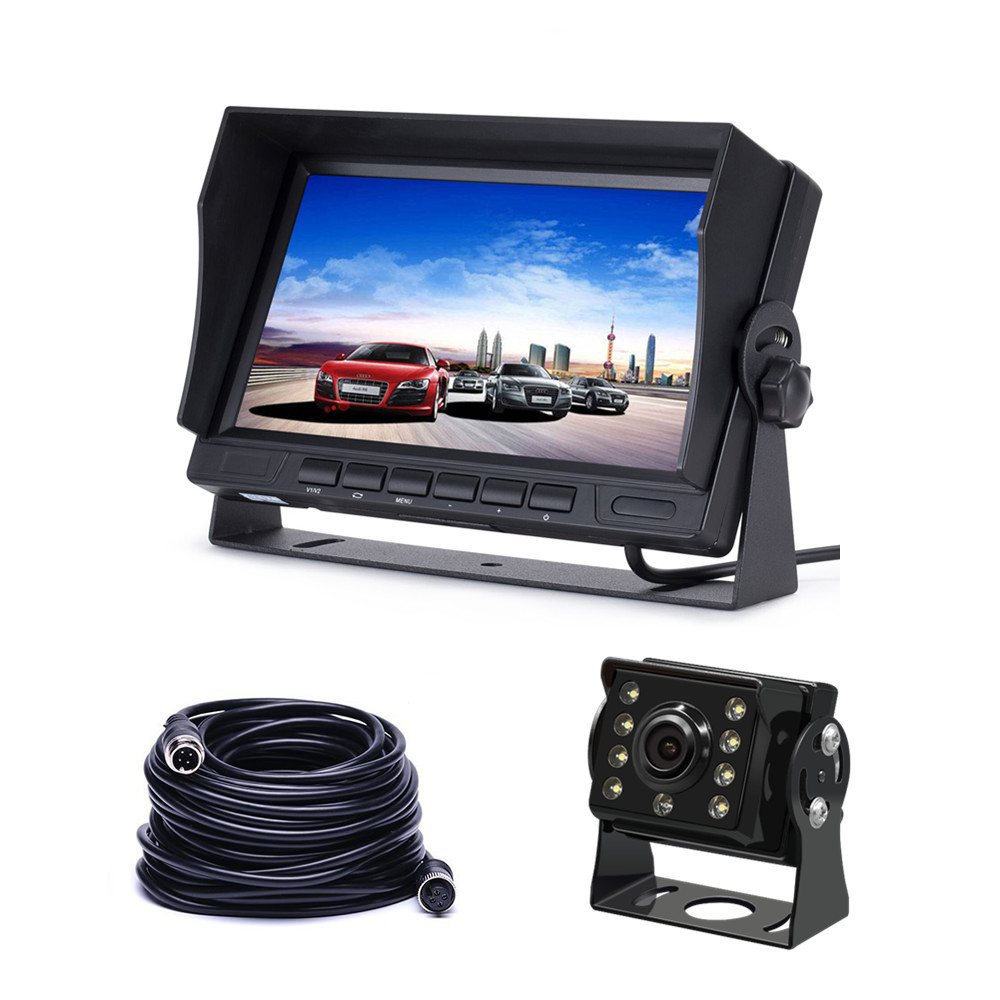 7寸显示器大车货车收割机倒车影像系统5米10米20米校车后视监控屏