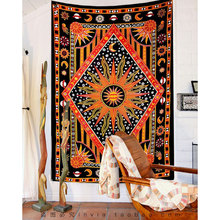 X1AW  太阳印第安波西米亚民族挂毯床头挂布民宿改造背景装饰墙布