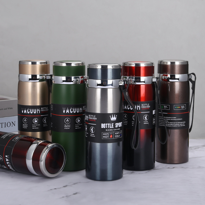 Customized Large Capacity Men's Sports Kettle Outdoor Gradient Color Stainless Steel Sling Pot Vacuum Insulation Cup Wholesale