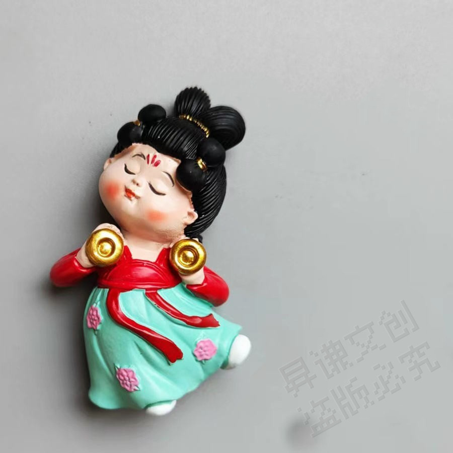 Luoyang Tang Palace Night Banquet Ladies Cultural and Creative Music Resin Refrigerator Magnet Decoration Factory Direct Supply Cultural and Creative Resin Refrigerator Magnet